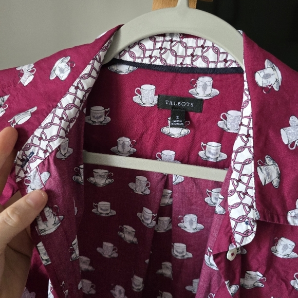 Talbots Coffee Cup Button Down Shirt - Picture 2 of 7